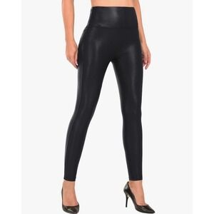 NEW Faux Leather Leggings High Waist Shiny Black Stretch Pants Size Medium